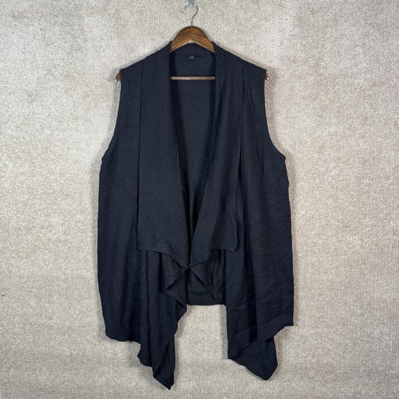 Talbots Sweaters - Talbots Sweater‎ Vest Womens Large Black Open Front Draped Waterfall Knit